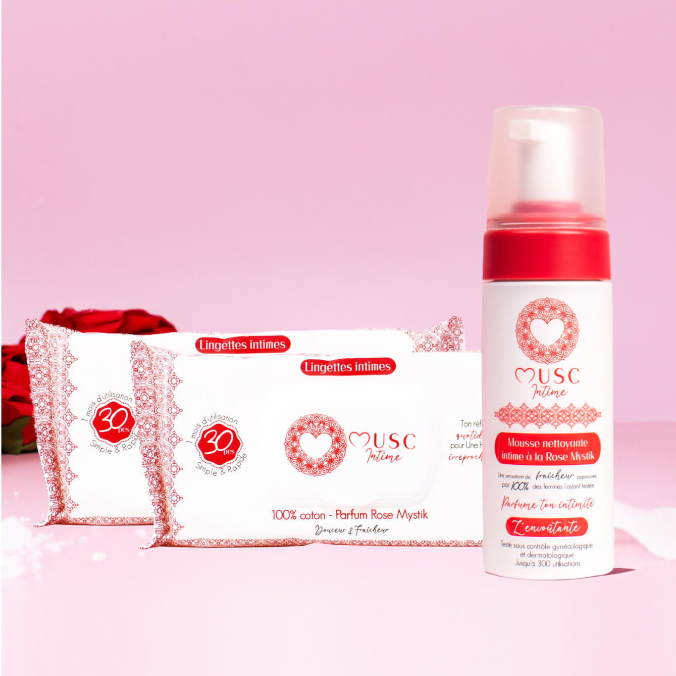 Mousse Nettoyante + 2 Lingettes Rose Mystik