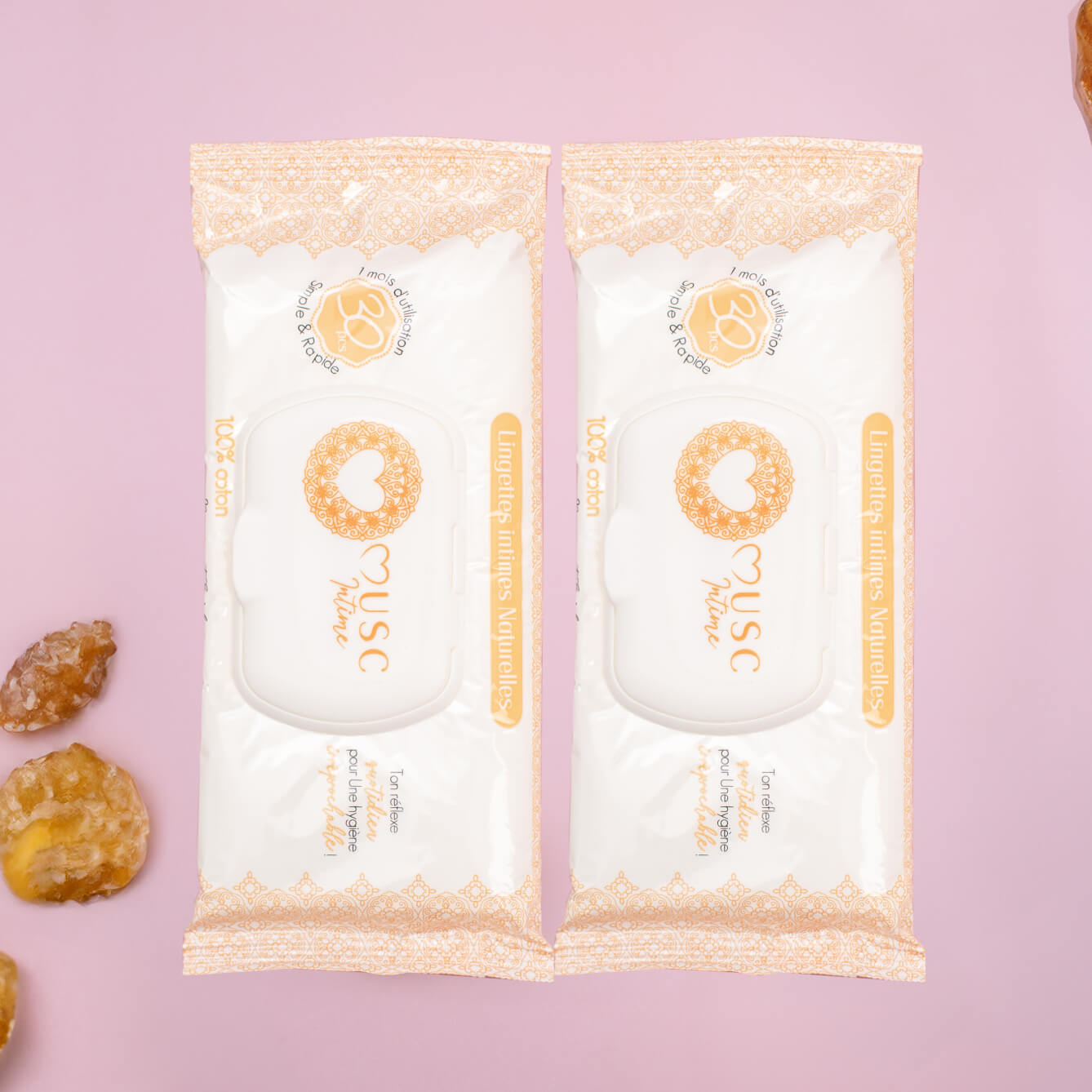 2 Paquets de Lingettes (60pcs) Amber Flower