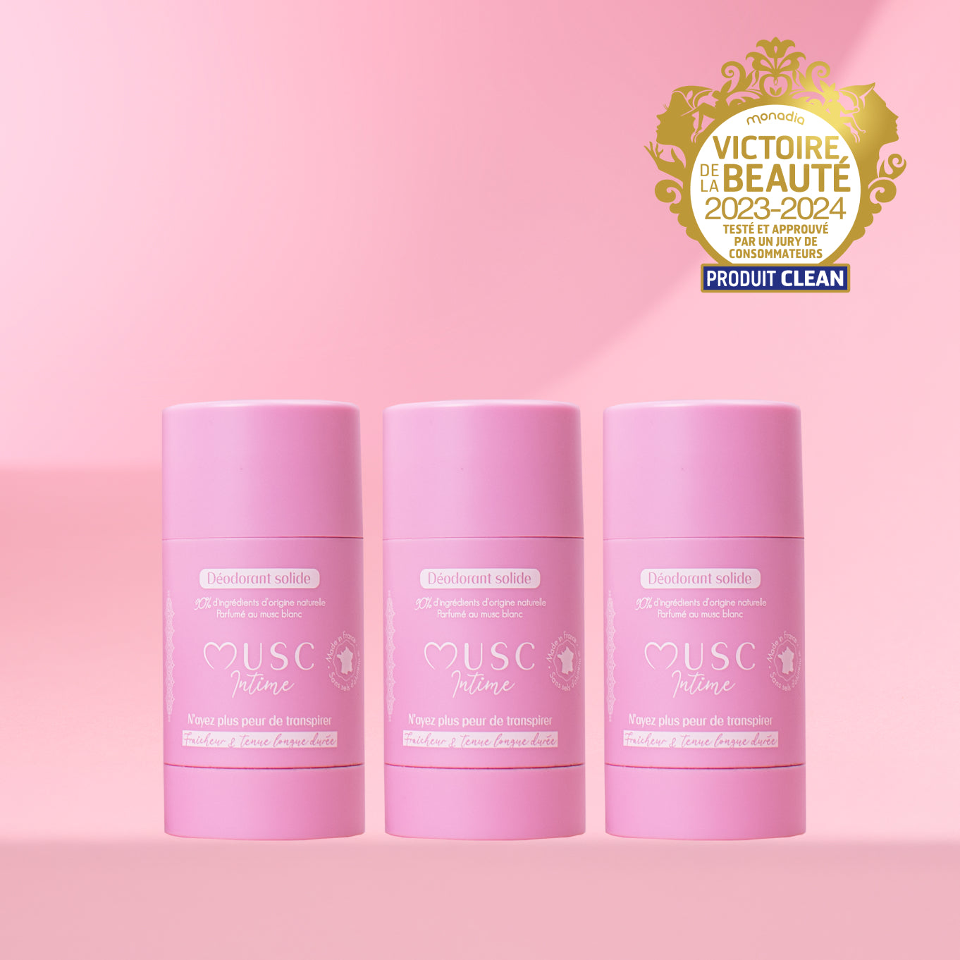 3 Déodorants naturels Musc Blanc