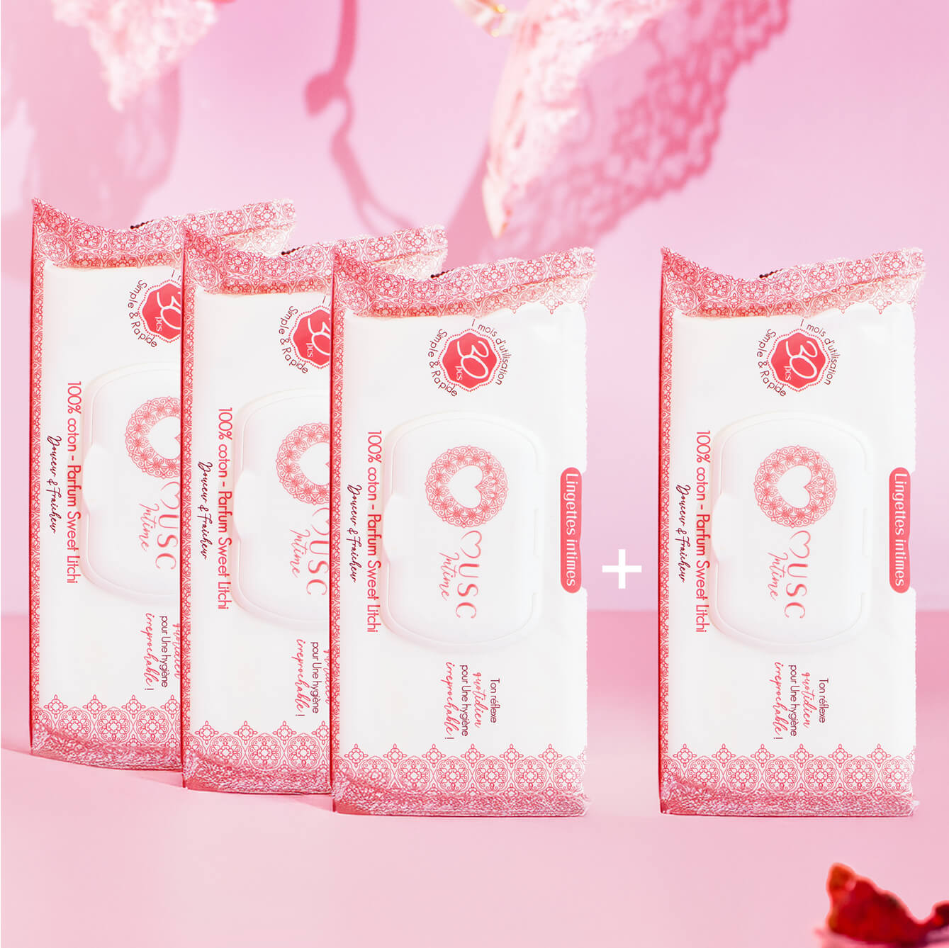 3 Paquets de Lingettes + 1 offert Sweet Litchi