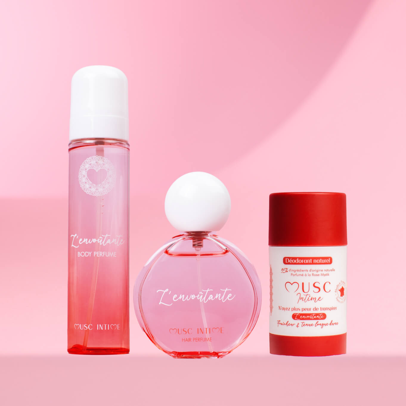 Parfum Corps + Parfum Cheveux + Déo Rose Mystik